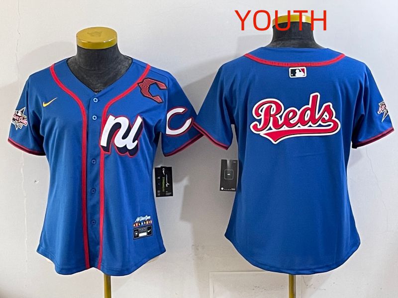 Youth 2025 Cincinnati Reds Blank Blue All star Nike MLB Jersey style 03->youth mlb jersey->Youth Jersey